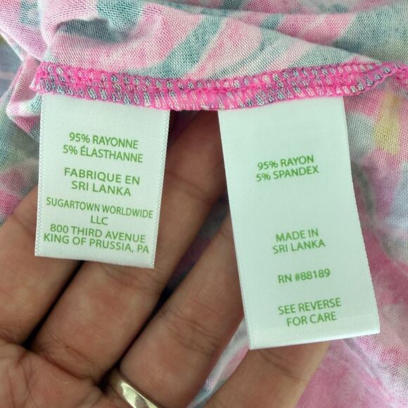 Lilly Pulitzer Top Womens XS Pink Floral Long Sleeve PJ Knit Plumeria I'm feline - Picture 8 of 10